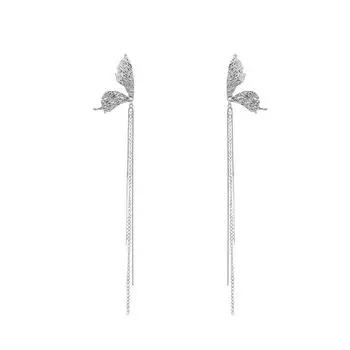 Длинные серьги-бабочки с бахромой для женщин, серьги-бабочки премиум-класса с оборками, 1 пара One Size белый