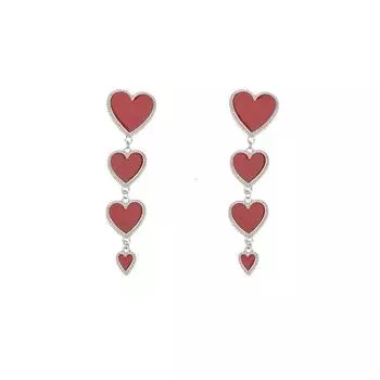 Длинные серьги Белые Красные Сердца Любовь Эмалевые Подвески Серьги-подвески Для Женщин Модная Бижутерия Корейские Заметные Вечерние Pendientes Mujer