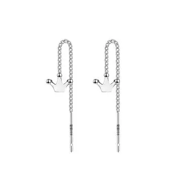 Длинные серьги Crown Earline Temperament, питательные серьги-цепочки для пирсинга ушей в стиле ниши для женщин