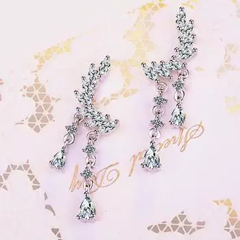 Длинные серьги-цветы Серьги из циркония Темперамент Простые модные женские вечерние повседневные аксессуары Подарок на День святого Валентина