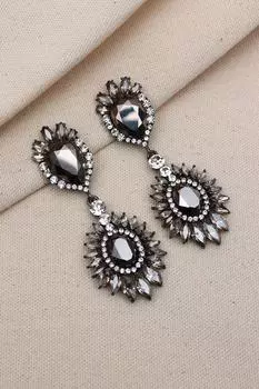 Длинные серьги для вечернего платья с большими камнями