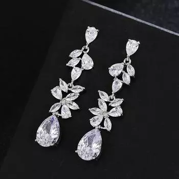 Длинные серьги Emmaya, очаровательный дизайн, благородный кубический циркон, украшение для женщин и девочек, элегантные три цвета, выбор, подарок для вечеринки белого золота