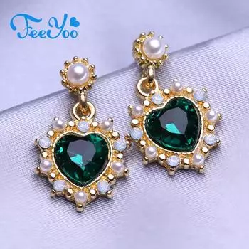 Длинные серьги FEEYOO для женщин, популярные модные модные серьги в форме сердца, ювелирные изделия золотой