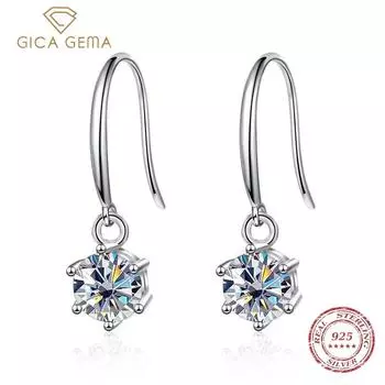 Длинные серьги Gica Gema из стерлингового серебра 925 пробы с инкрустацией D цвета циркона для подруги, подарок на День святого Валентина 0.5ct белый