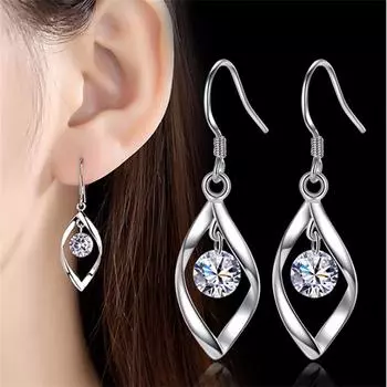 Длинные серьги-гвоздики с бриллиантами и звездами, длинные гипоаллергенные серьги с бриллиантами без никеля One Size