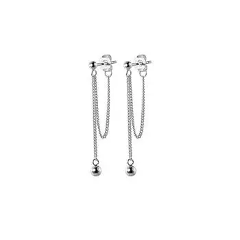 Длинные серьги-гвоздики с цепочкой для женщин уникальны и показывают их лицо, тонкий темперамент, маленькие шариковые бусины, серьги с бахромой, новые и универсальные. copper (white gold)