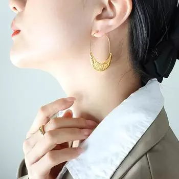 Длинные серьги из нержавеющей стали с эффектом ветра, те же самые трендовые серьги для женщин 18K