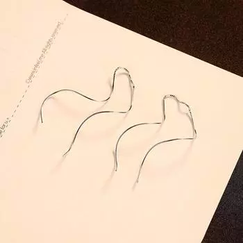 Длинные серьги из стерлингового серебра 100% 925 пробы с волнистой линией для женщин, серебряные ювелирные серьги-гвоздики
