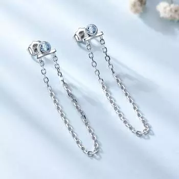 Длинные серьги из стерлингового серебра 925 пробы, висячие серьги с небесно-голубым цирконием для женщин, романтические висячие серьги небесно-голубой