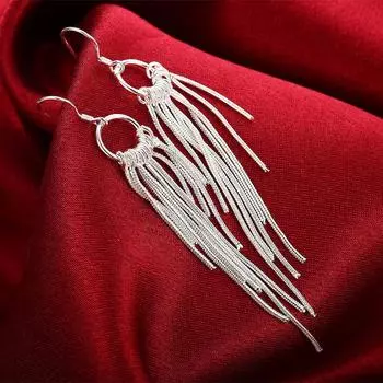 Длинные серьги-капли из серебра 925 пробы для женщин, свадебные украшения