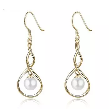 Длинные серьги-капли из стерлингового серебра 925 пробы с жемчугом для женщин, свадебные украшения, подарок золотой