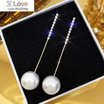 Длинные серьги-капли с кисточками и имитацией жемчуга для женщин, подарочная бижутерия, корейские украшения, цвет золота, подвески, букле д Орей золотой