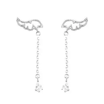 Длинные серьги-капли с кисточками, женские серьги Mori Girlfriend Tide Super Fairy Girl Angel Wing Copper