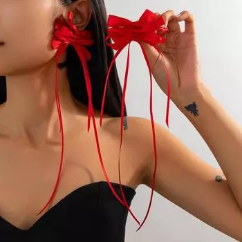 Длинные серьги-кисточки с бантиком, длинные серьги-кисточки в балетном стиле, свадебные