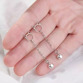 Длинные серьги-кисточки в виде колокольчика из стерлингового серебра 925 пробы, милые украшения в виде животных для женщин, висячие серьги-подвески S-E675