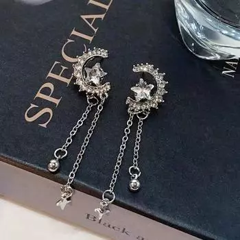 Длинные серьги-кисточки в виде звезд и луны, классный стиль, легкая роскошь, серьги-ниши, уникальный дизайн, высококачественные, универсальные серьги