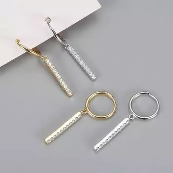 Длинные серьги-кольца из стерлингового серебра 925 пробы, женские простые геометрические французские золотые серьги с микрофианитами, оптовая продажа