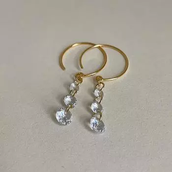 Длинные серьги-крючки с бахромой из циркония для женщин, простой дизайн, индивидуальный стиль, мода, темперамент, универсальные серьги