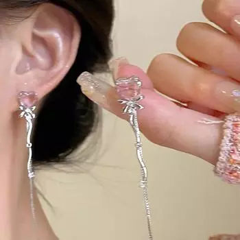 Длинные серьги Love Sweet Heart Tassel женские серьги Y2K Drop Dangle серьги 1Pair