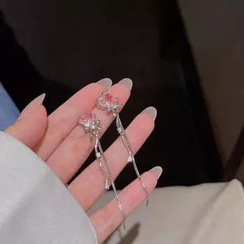 Длинные серьги Love Sweet Heart Tassel женские серьги Y2K Style Drop Dangle серьги для вечеринки