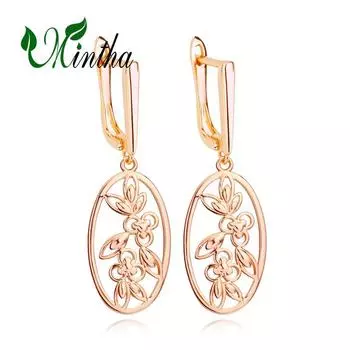 Длинные серьги MINTHA, модные свадебные повседневные модные ювелирные изделия цвета розового золота, серьги с цветами для женщин, свадебные серьги-капли A