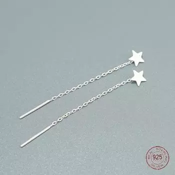 Длинные серьги-подвески из стерлингового серебра 925 пробы для женщин, трендовые серьги-пентаграммы в виде суперфеи, ювелирные изделия для вечеринок для девочек