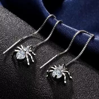 Длинные серьги-подвески с цепочкой-пауком, элегантные женские уникальные металлические серьги-подвески со стразами, ювелирные изделия розового золота