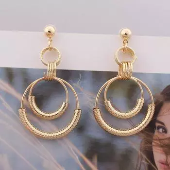 Длинные серьги-подвески с круглыми полыми кольцами для женщин, металлические геометрические многослойные серьги-кисточки Brincos, модные ювелирные изделия в подарок золотой