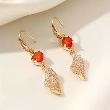 Длинные серьги-подвески в форме листа для женщин 2025 Новая мода Циркониевые серьги-капли Свадебные украшения и аксессуары золотой
