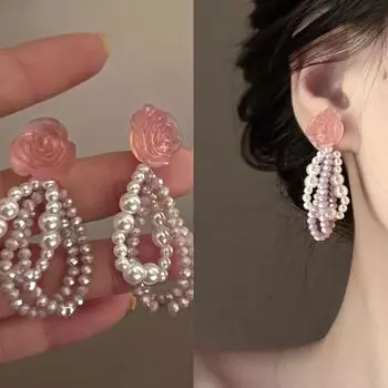 Длинные серьги ручной работы из искусственного жемчуга, модные темпераментные женские милые романтические серьги, ювелирные аксессуары, подарки