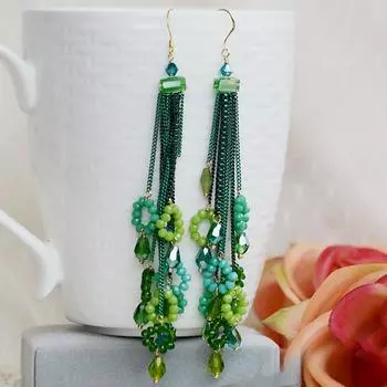 Длинные серьги ручной работы с бахромой в богемном стиле, круги в этническом стиле, плетеные тонкие серьги с выражением темперамента, женская подвеска. лавандовый