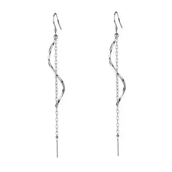 Длинные серьги с бахромой и волнистые серьги женские холодный ветер простые и умные серьги темперамент студенческие украшения для ушей
