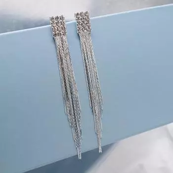 Длинные серьги с бахромой, высококачественные серьги-гвоздики с бриллиантами, женственность, персонализированная цепочка с бахромой, украшения для ушей.