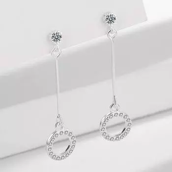 Длинные серьги с бриллиантами из серебра 925 пробы для женщин, простые японские и корейские модные ажурные круглые серьги с кисточками 925