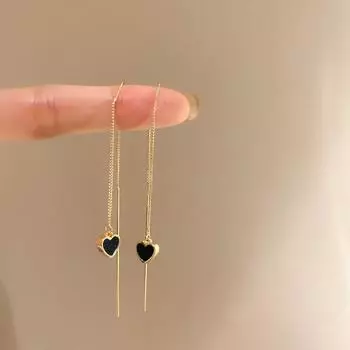 Длинные серьги с кисточками Black Heart