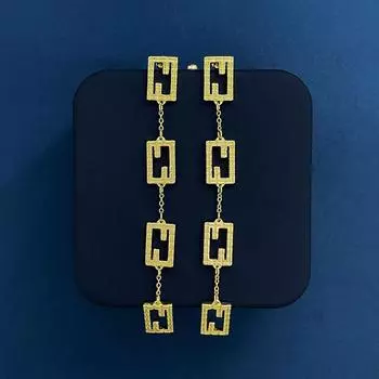 Длинные серьги с кисточками и буквой F в стиле «темперамент» из металла, серьги с холодным ветром, тонкие серьги с изображением лица золотой