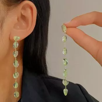 Длинные серьги с кисточками из нерегулярных кристаллов в стиле ретро, женские цепочки, украшения, аксессуары, подарок на вечеринку