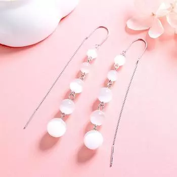 Длинные серьги с кисточками из жемчуга, фея, серьги из стерлингового серебра, темпераментные ювелирные изделия, легкие роскошные серьги, серьги в стиле INS