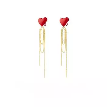 Длинные серьги с кисточками Red Love, модные ретро-спирали от комаров без пирсинга для женщин