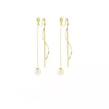 Длинные серьги с кисточками, женские линии, подвеска с искусственным жемчугом, модная спираль от комаров, без пирсинга, зажим для ушей, женский