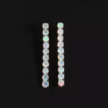 Длинные серьги с натуральным опалом круглой огранки 4 мм, хорошие драгоценные камни, серебро 925 пробы, изысканные украшения для женщин, хороший подарок на вечеринку M разноцветный