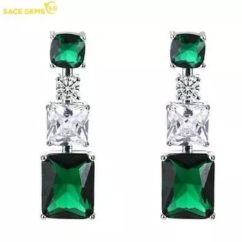 Длинные серьги SACE GEMS с изумрудами, женские серьги с цирконом и изумрудом, ювелирные изделия зелёный