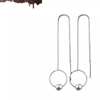 Длинные серьги Temperament, женские, серьги с бахромой, посеребренные серьги, универсальные круглые серьги с бусинами