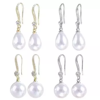 Длинные серьги в форме капли воды, имитация пресноводного жемчуга, серьги-гвоздики, украшения для ушей gold-round