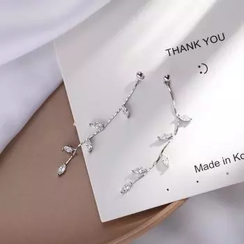 Длинные серьги в форме листьев феи в японском и корейском стиле, милые длинные серьги