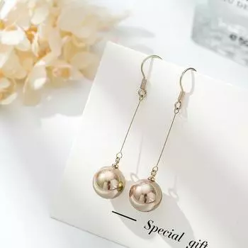 Длинные серебряные серьги с жемчугом в корейском стиле для женщин с индивидуальностью и элегантностью кофейный/жемчужный