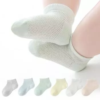 Длинные сетчатые носки для маленьких девочек и мальчиков от 0 до 5 лет, однотонные хлопковые мягкие носки с героями мультфильмов для малышей, домашние летние носки для мальчиков и девочек S синий