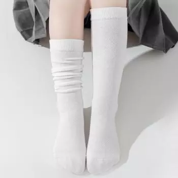 Длинные сетчатые носки и носки на плоской подошве для маленьких девочек и мальчиков от 3 до 12 лет, однотонные хлопковые мягкие носки с героями мультфильмов для малышей, летние домашние носки для мальчиков и девочек M теплый белый