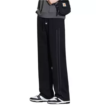 Длинные, широкие, свободные, с крупной строчкой, подходят для всех видов спорта [xulee] Брюки, Брюки, Брюки, Мужские брюки, Брюки, Весенняя/Осенняя/Зимняя одежда, чёрный