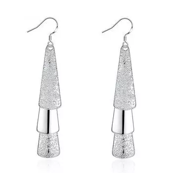 Длинные шлифовальные геометрические серьги из серебра 925 пробы для женщин, свадебные модные украшения